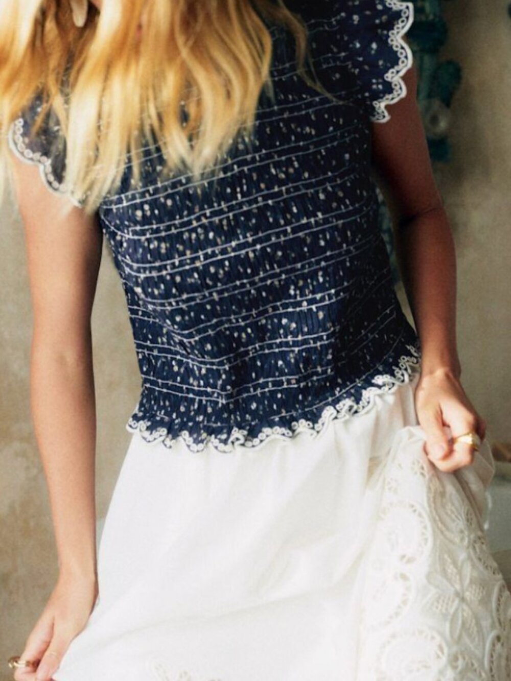 ⭐️ Price Firm ⭐️ Sezane Liorane Blouse Marine With Floral Print - Size 6 - Picture 5 of 9